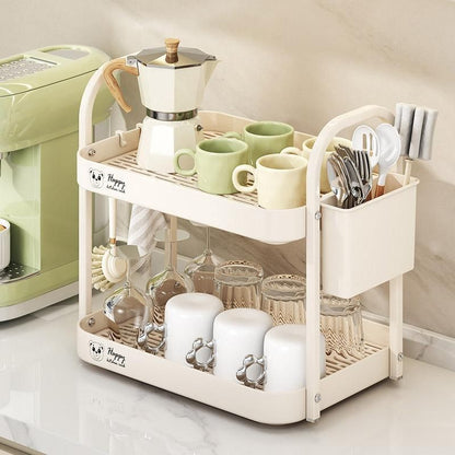 Double Layer Shelf Storage Rack for Water Cups Tea Cups Organizer Kitchen Rack