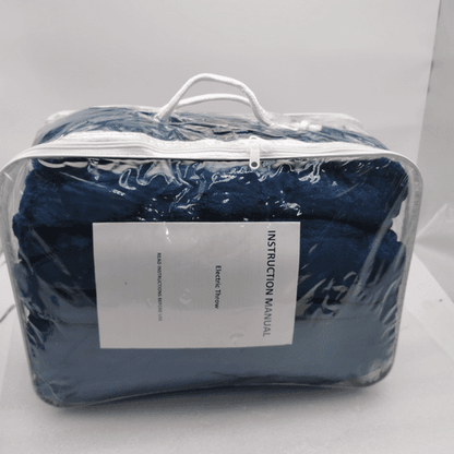Double-side Flannel Heated Electric Throw Blanket Fast Heating Warm Washable Blue.