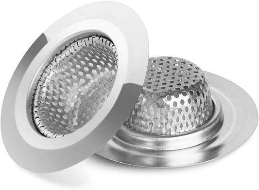 Stainless steel shower/bathtub drain filter with perforated screen and circular rim
