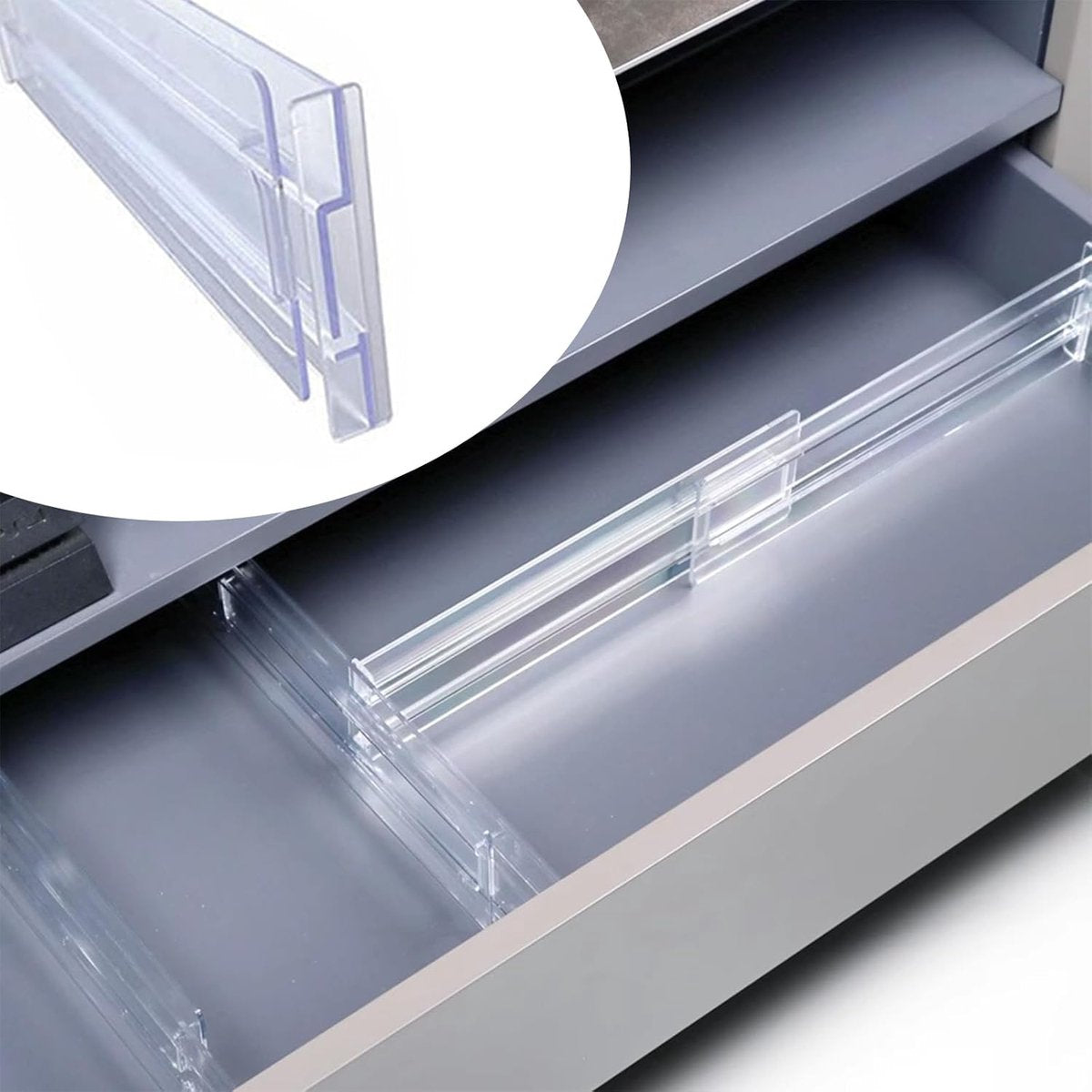 Drawer Divider - 8 Pieces - Drawer Organizer - Cutlery Organizer - Storage System - Drawer Trays - For Kitchen/Bedroom/Office/Clothing - Easy to Install - Organizers - Adjustable - Extendable - Plastic - Multifunctional - Transparent