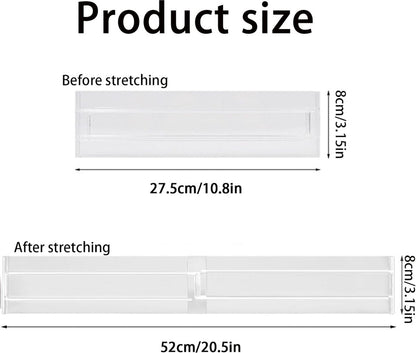 Drawer Divider - 8 Pieces - Drawer Organizer - Cutlery Organizer - Storage System - Drawer Trays - For Kitchen/Bedroom/Office/Clothing - Easy to Install - Organizers - Adjustable - Extendable - Plastic - Multifunctional - Transparent