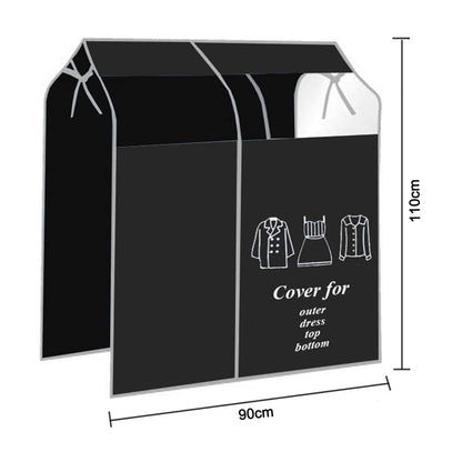 Dustproof Clothes Rack Cover Expandable Hanging Closet Cover Shoulder Dust Cover Clothes Protector for Coats Suits Dresses Black
