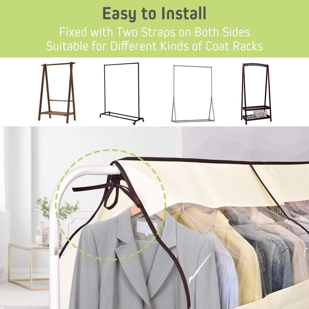 Dustproof Clothes Rack Cover Expandable Hanging Closet Cover Shoulder Dust Cover Clothes Protector for Coats Suits Dresses Grey