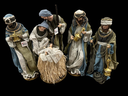 Pre ORDER Colourful 20.25″ Handmade Christmas Nativity Set with Holy Family, 3 Wise Men & 23″ Angel – 53cm Religious Manger Scene