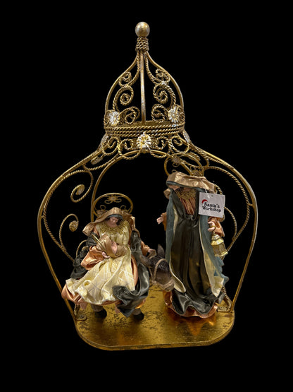 19.25" (50cm) Christmas Holy Family in Gazebo – Handmade Religious Nativity Scene, Premium Christian Christmas Decoration & Holiday Centrepiece