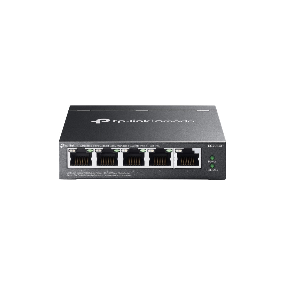 TP-Link Omada ES205GP 5-Port Gigabit Easy Managed Switch with 4-Port PoE+ | Compact, Silent, 65W PoE Budget, Omada Cloud Management