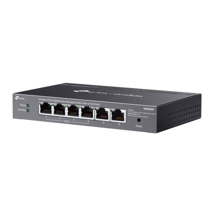 TP-Link Omada ES206GP 6-Port Gigabit Easy Managed Switch with 4-Port PoE+ | Compact, Fanless, 65W PoE Budget, Omada Cloud Management