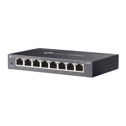 TP-Link Omada ES208G 8-Port Gigabit Easy Managed Switch | Silent Fanless Design, Omada Cloud Management, VLAN & QoS