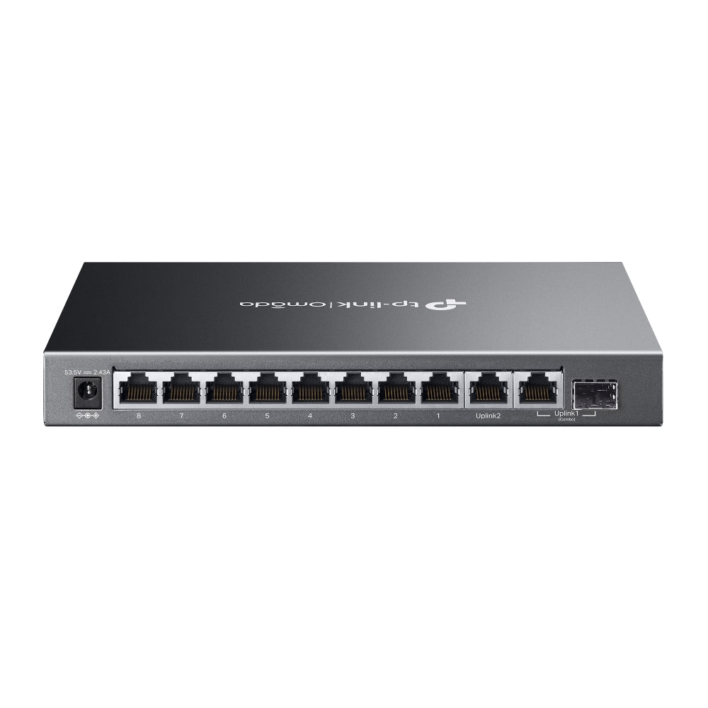 TP-Link Omada ES210GMP 10-Port Gigabit Easy Managed Switch with 8-Port PoE+ | Compact, Fanless, 123W PoE Budget, Omada Cloud Management