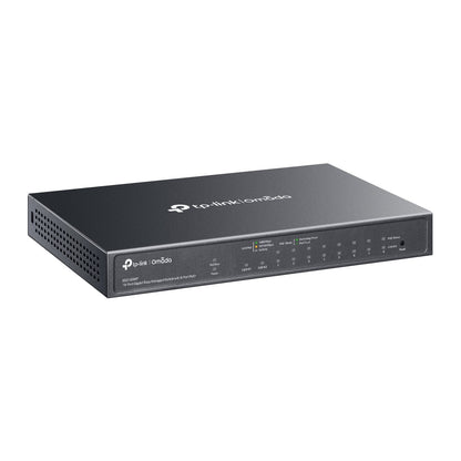TP-Link Omada ES210GMP 10-Port Gigabit Easy Managed Switch with 8-Port PoE+ | Compact, Fanless, 123W PoE Budget, Omada Cloud Management