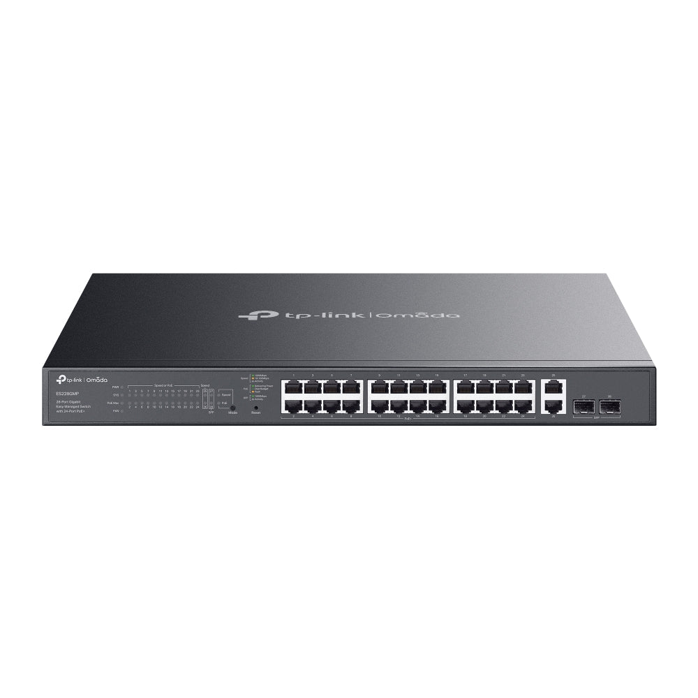 TP-Link Omada ES228GMP 28-Port Gigabit Easy Managed Switch with 24-Port PoE+ | 384W Budget, Omada Cloud Management, Long-Range PoE