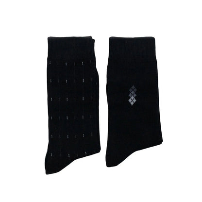 4 Pairs Mens Premium Cotton Business Socks Size 6-11 Black Patterned