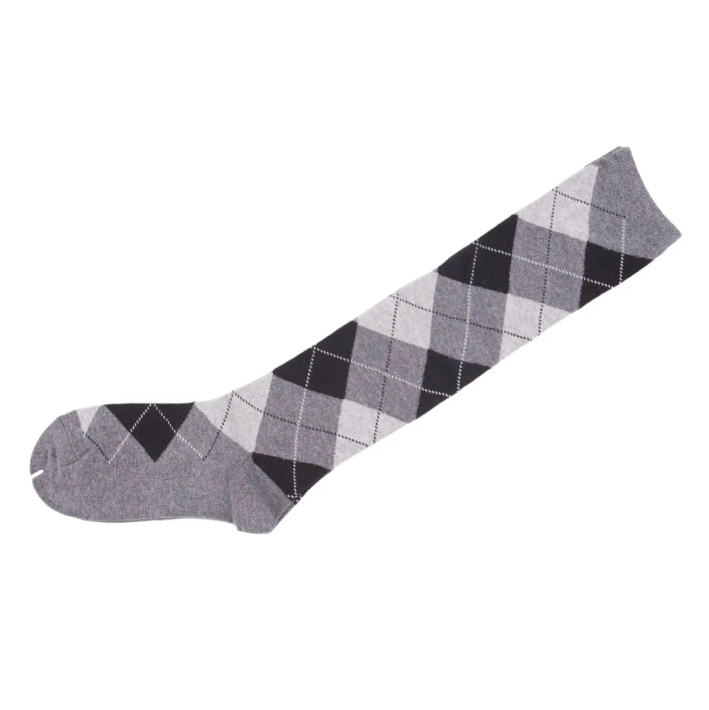 Knee High Socks Grey Diamond Check Ladies Long Womens AU Stock