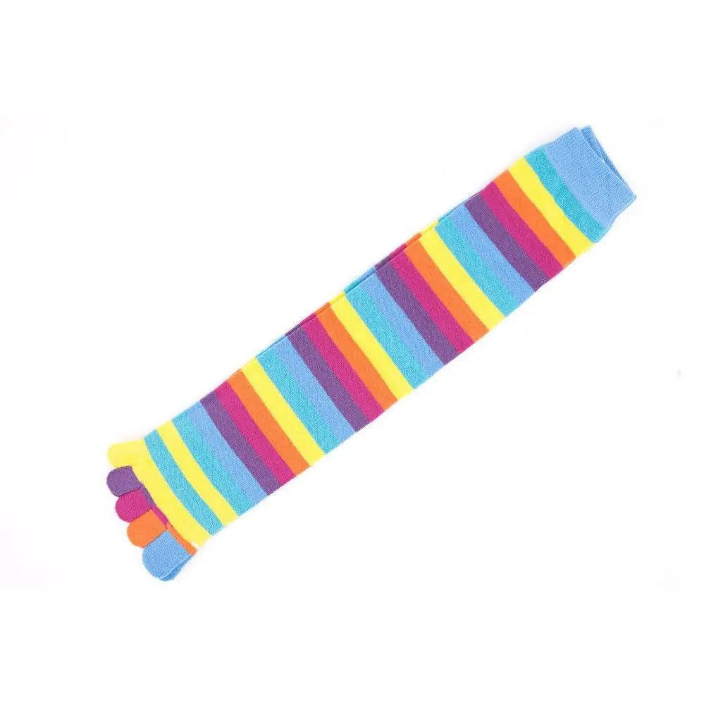 Women Fingers Knee High Rainbow Toe Socks