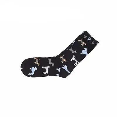 4 Pairs Dog Puppy Pattern Novelty Crew Cotton Socks for Women