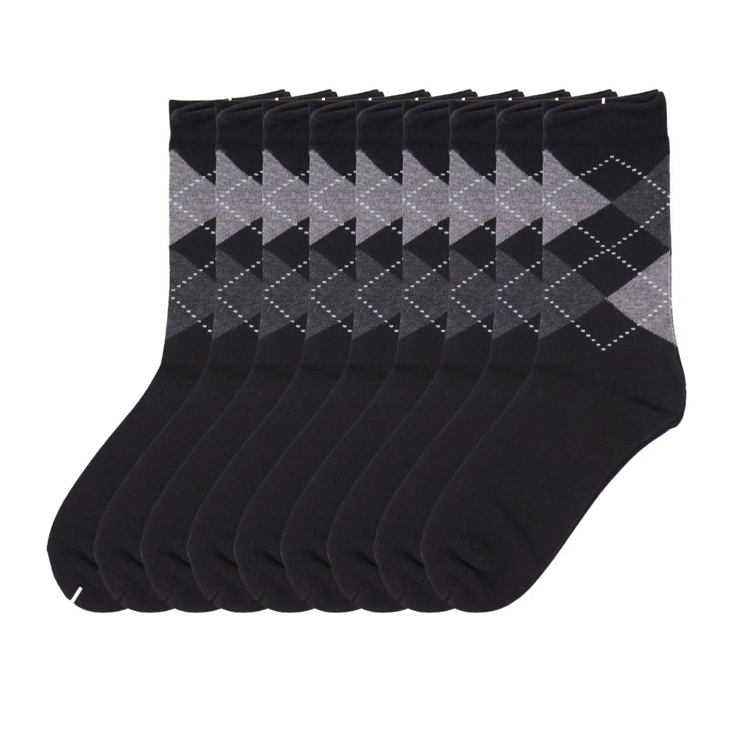 Women Classic 8 Pairs Argyle Check Cotton Crew Socks Diamond Design 2-8
