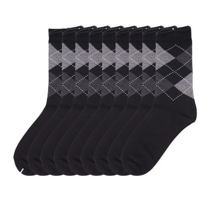 Women Classic 8 Pairs Argyle Check Cotton Crew Socks Diamond Design 2-8