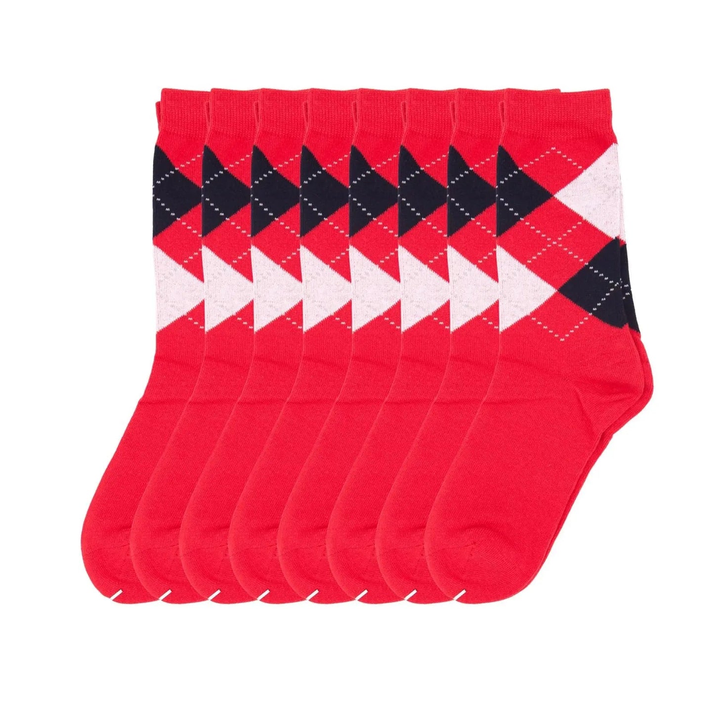 Women Classic 8 Pairs Argyle Check Cotton Crew Socks Diamond Design 2-8