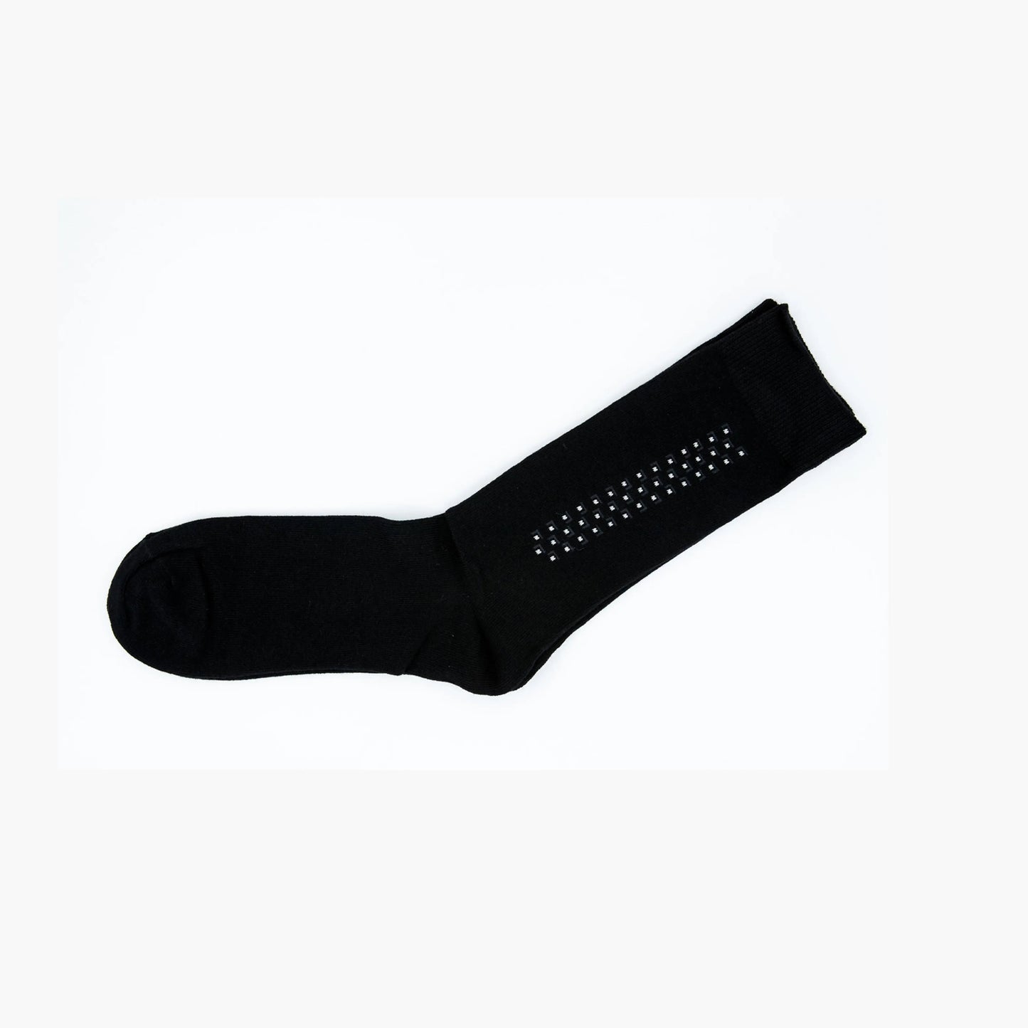 Men Black Pattern Premium Cotton Blend Mens Crew Socks 6-11 Comfort