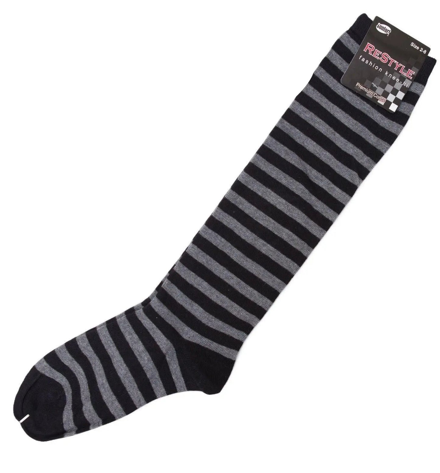 Premium Cotton Stripe Womens Knee High Socks Kids Party Costume Rainbow Socks