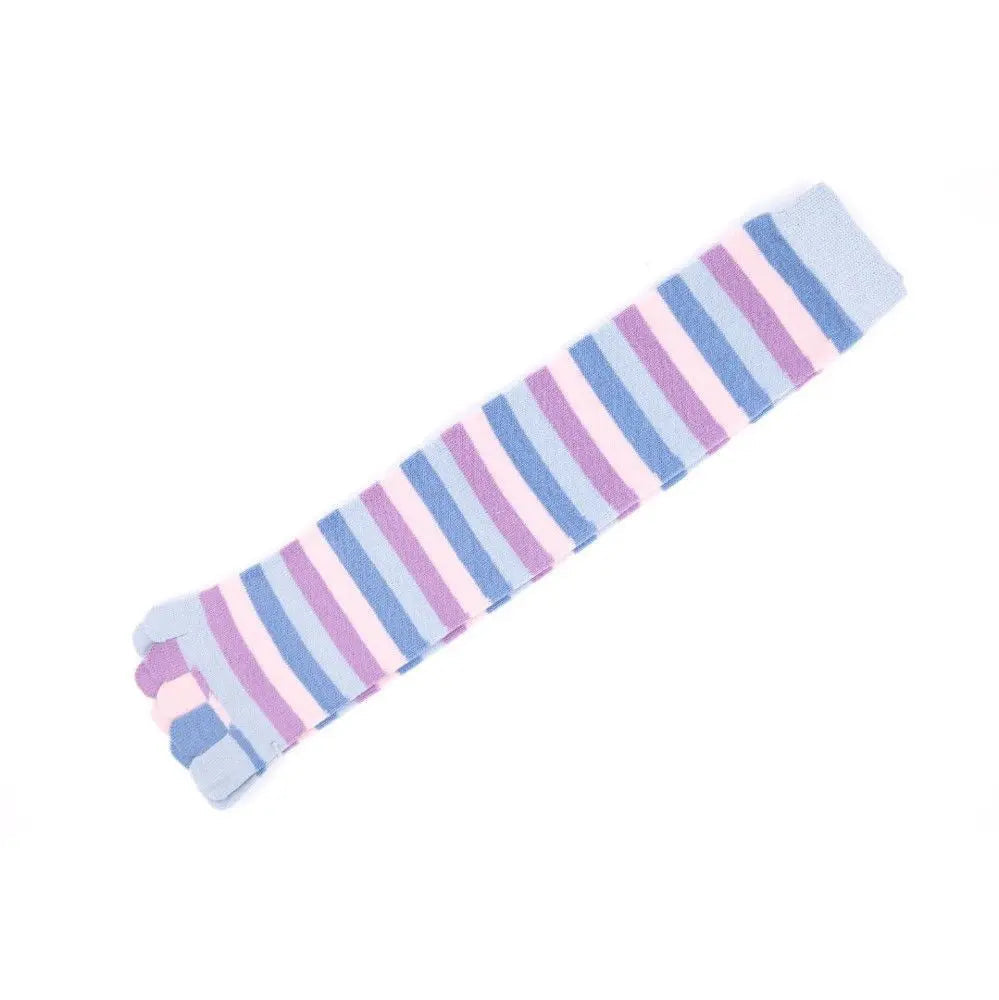 Ladies Pinky Rainbow Five Finger Knee High Toe Socks