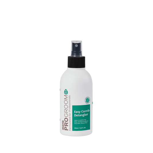 Easy Comb Detangler detangling spray bottle with black pump cap