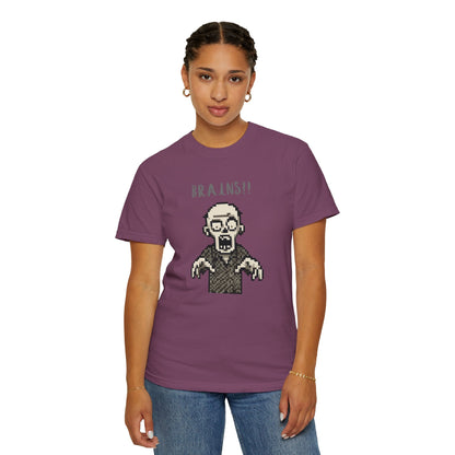 Pixel Zombie 'BRAINS!!' T-Shirt  By Aprasi