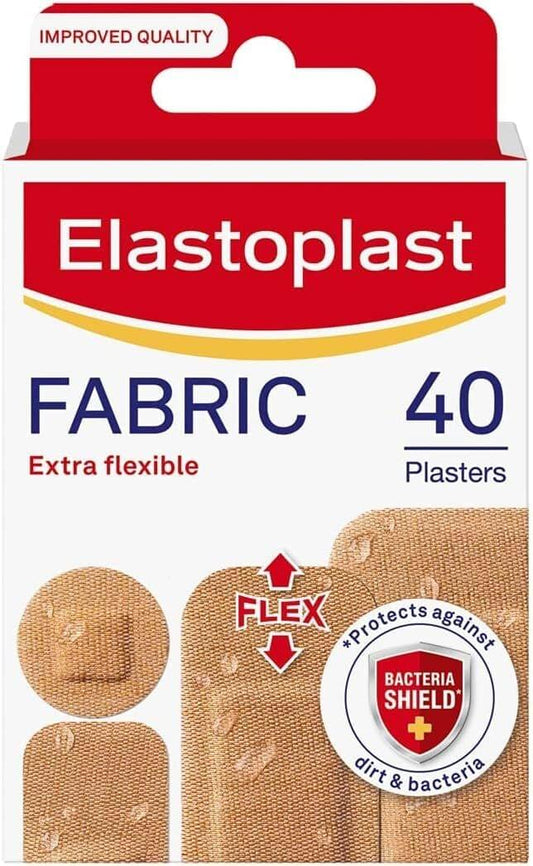 Elastoplast Fabric plaster pack of 40, extra flexible wound coverings in fabric beige