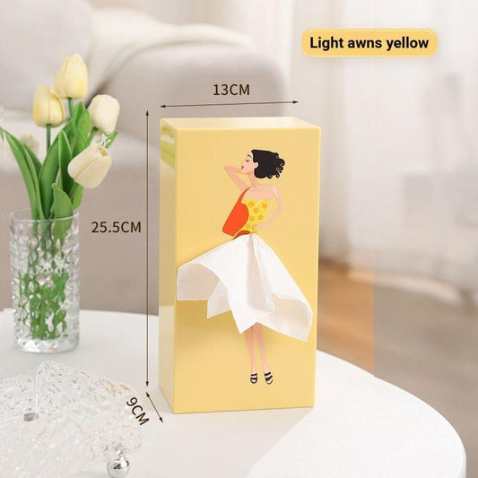 Light mango yellow princess tissue box holder, wall-hanging ABS, 13 cm
