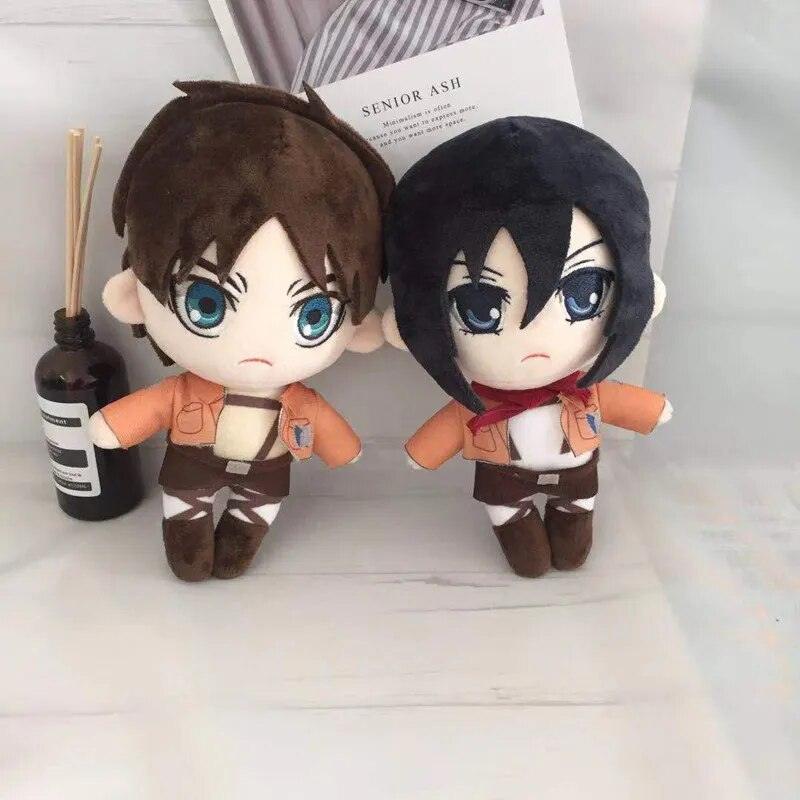 Levi, Eren & Mikasa Handmade Plush Dolls - With Gear & Without Gear Variants | Anime Soldier Collectibles