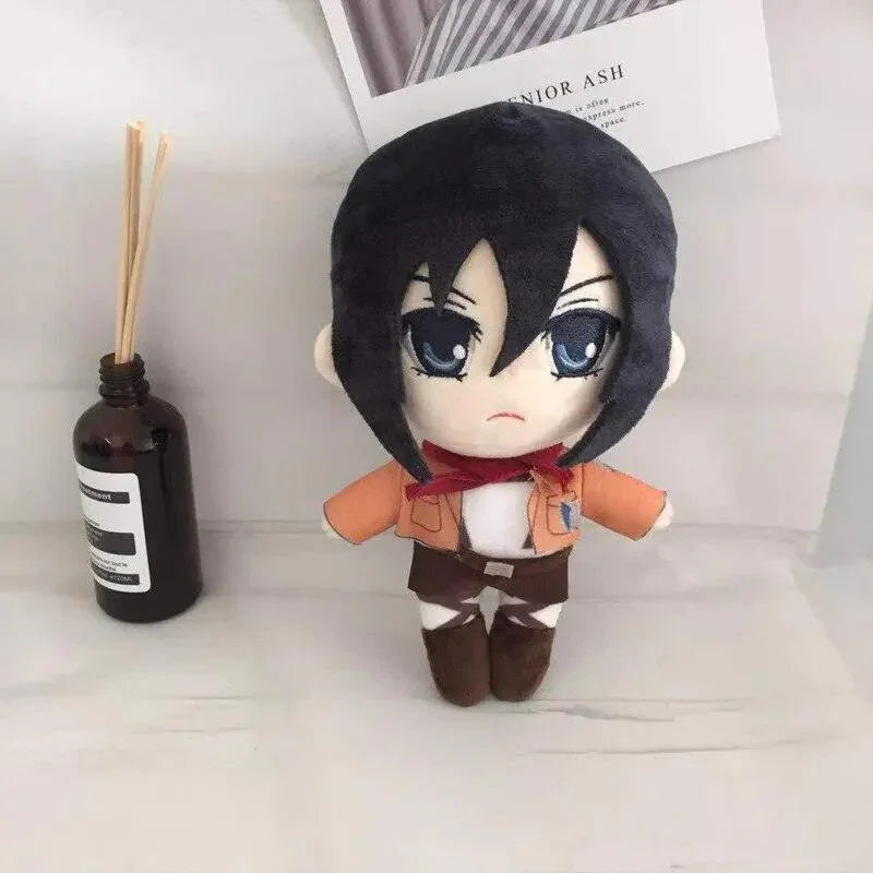 Levi, Eren & Mikasa Handmade Plush Dolls - With Gear & Without Gear Variants | Anime Soldier Collectibles