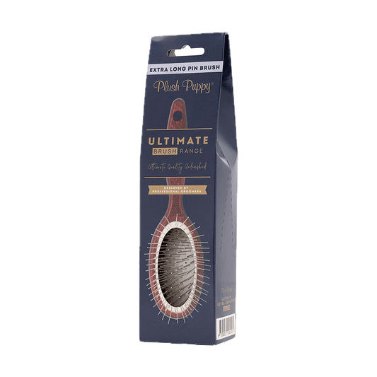 Ultimate extra-long pin brush in retail box, oval brush head with long polished pins.