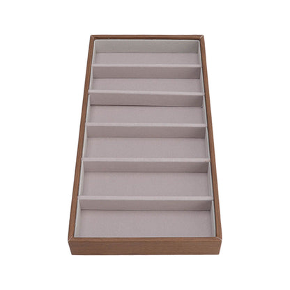 Eyeglass Display Organizer Wood Grain 6 Compartments Glasses Display Tray Sunglasses Storage Cases