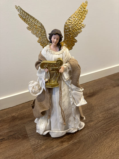 Handmade Christmas Nativity Set with Angel & 3 Wise Men – Religious Holy Family Display (34cm, 43cm Angel, 23cm Wise Men)