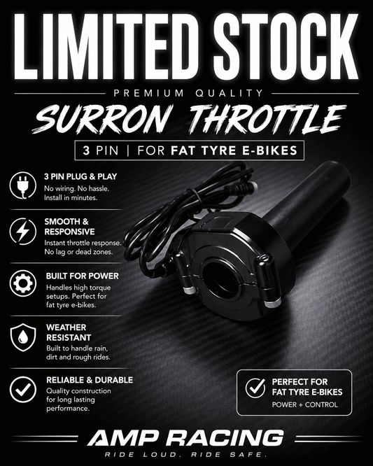 Black 3-pin throttle connector for Surron e-bikes, with cable and male plug