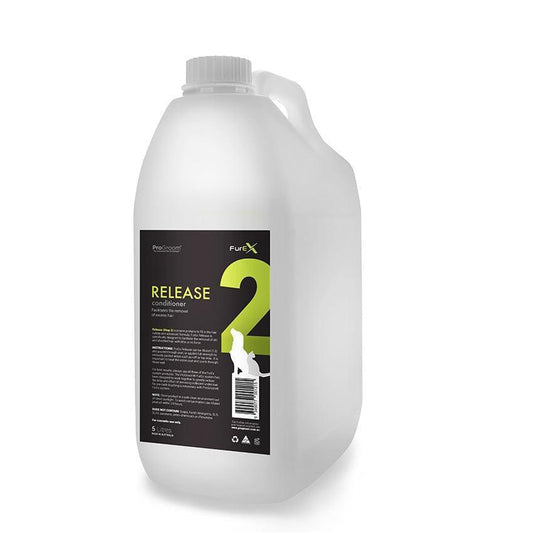 FurEx release conditioner bottle, back label view, 5 L