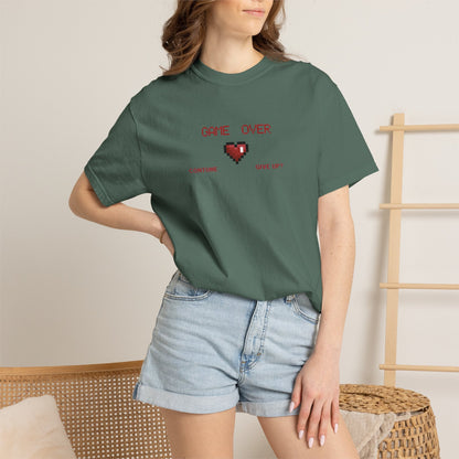 Game Over Pixel Heart Tee Retro Gaming Graphic Tee  Gamer Gift Tee