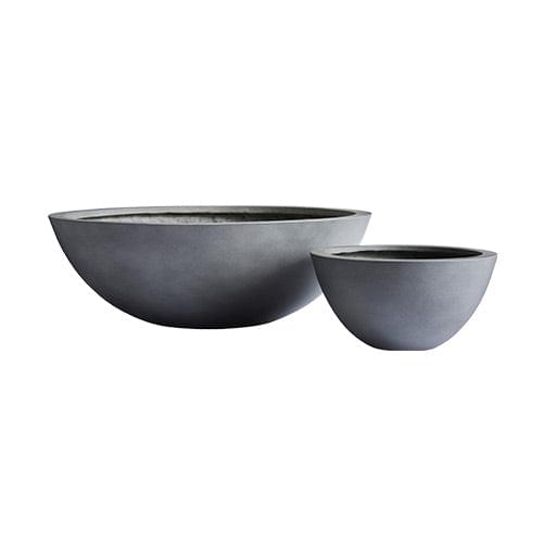 Charcoal planter bowl set: large bowl and smaller bowl
