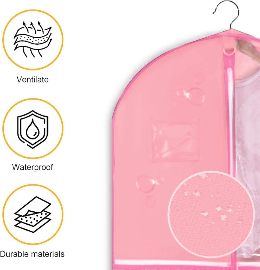 Foldable Garment Bag with 5 Pockets, Pink, 110x60 cm