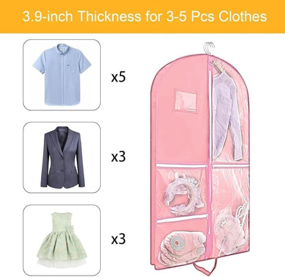 Foldable Garment Bag with 5 Pockets, Pink, 110x60 cm