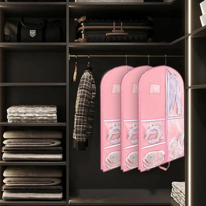 Foldable Garment Bag with 5 Pockets, Pink, 110x60 cm