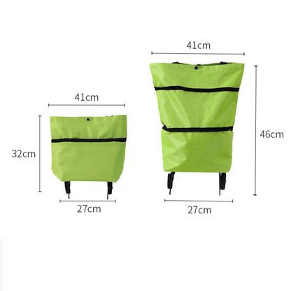 Foldable Shopping Trolley, Wheeled Grocery Cart, Portable Large-Capacity Oxford Cloth Shopping Cart, Home Delivery Cart - Black