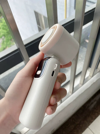 Portable Handheld Cooling Fan with Ice Compress & LED Digital Display – USB Rechargeable