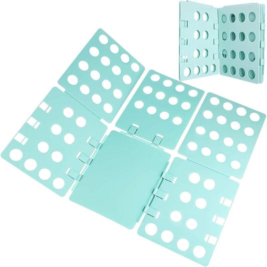 Foldable clothing folding board with flip tabs and polka-dot grid, mint green