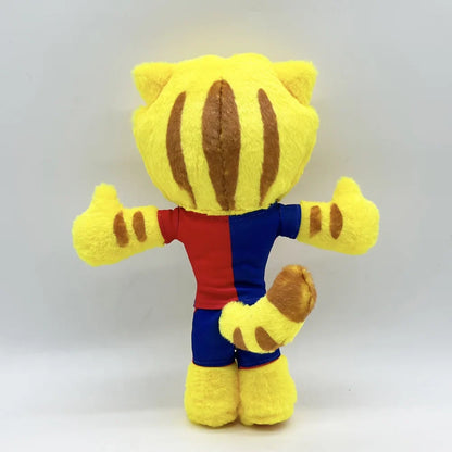 Football Mascot Cat Plush Catalan Club Soccer Mascot Stuffed Animal Handmade Plush 31cm