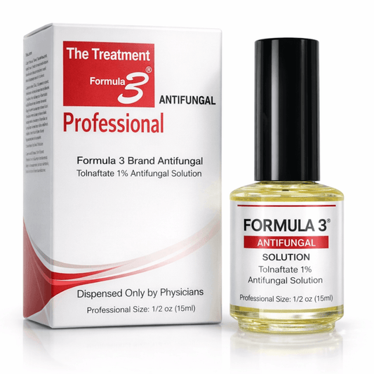 Antifungal topical solution bottle and box packaging, 1 fl oz