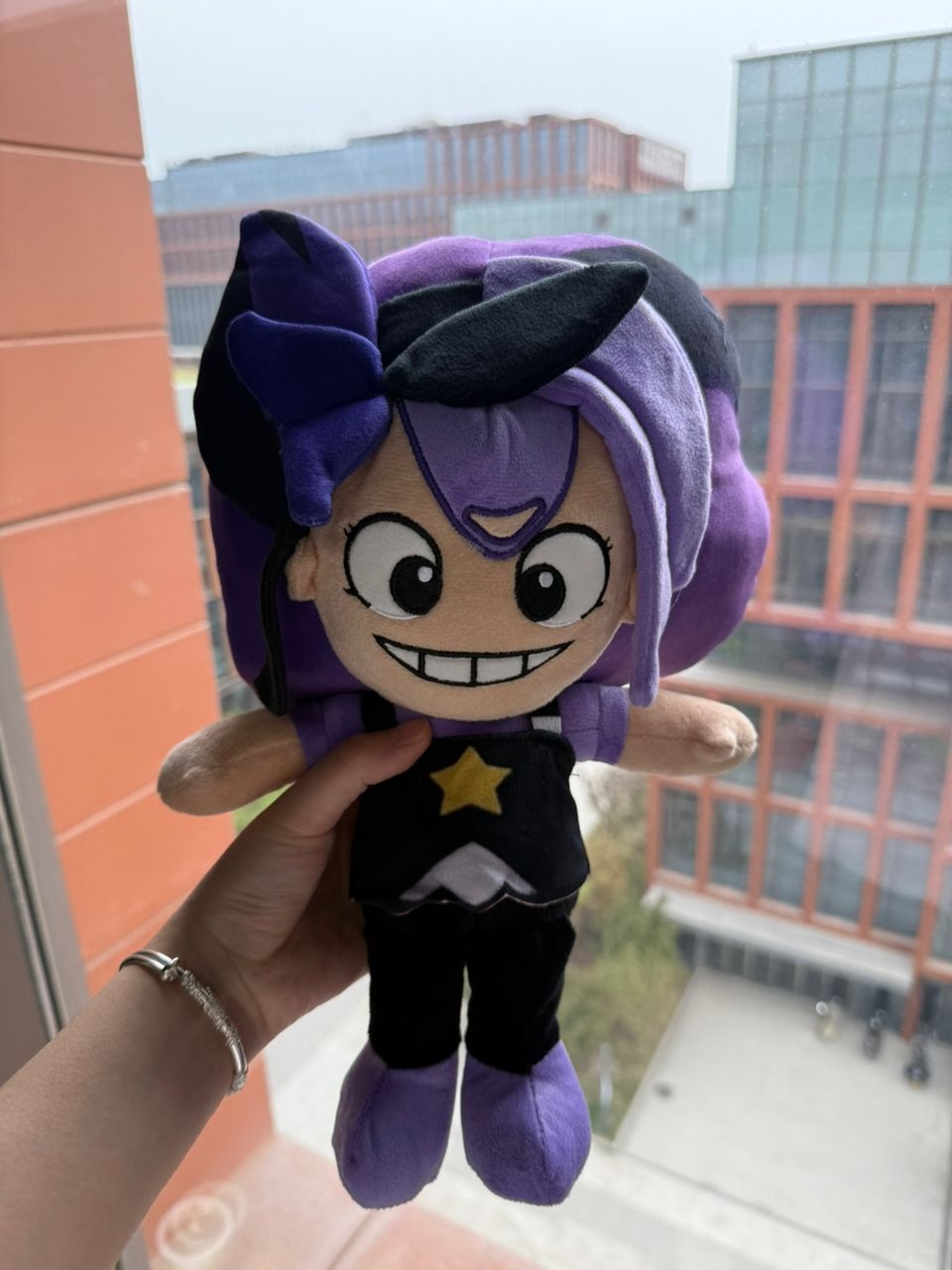 Purple Braided Monster Plush Dark Braids Star Overalls Plush 30cm