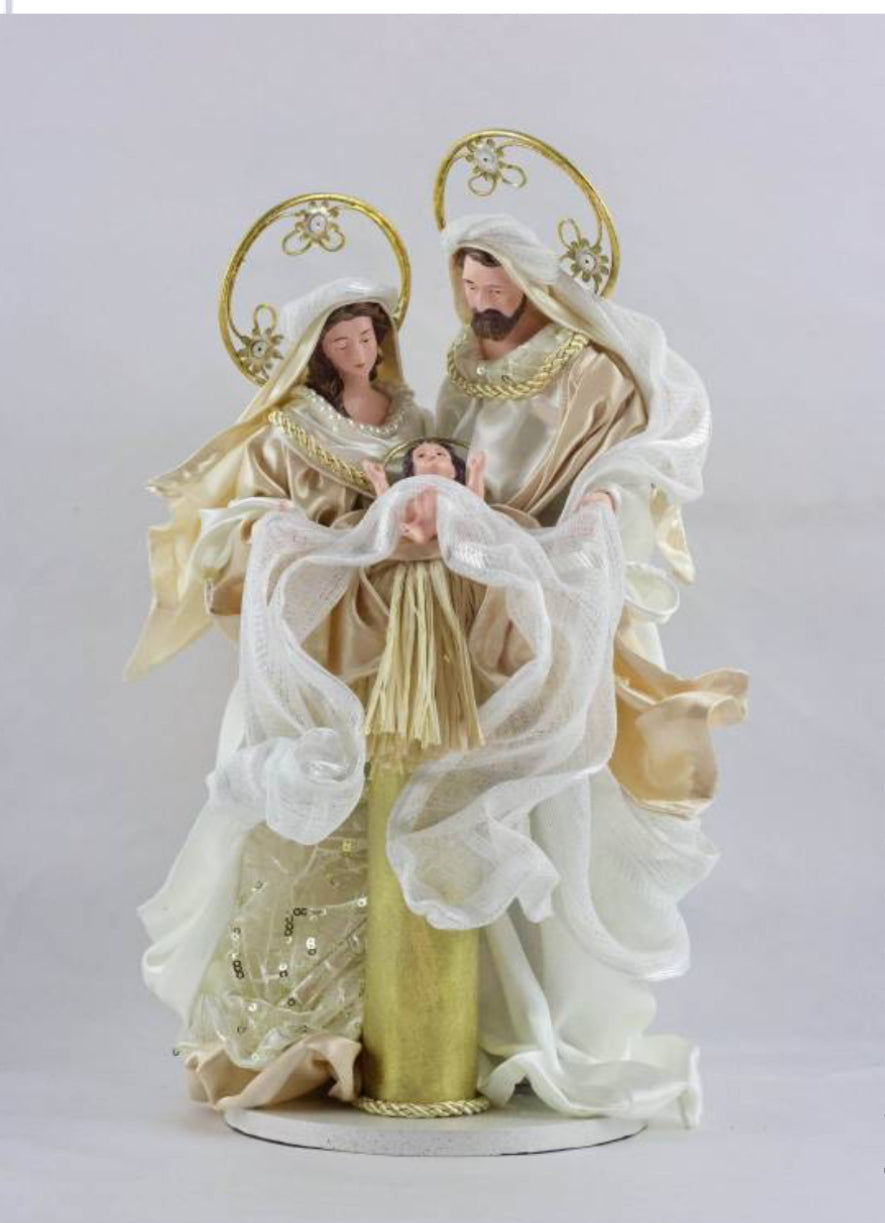 14.75" (38CM) Handmade Christmas Nativity Set – Holy Family & 3 Wise Men Figurines, Religious Christian Home Decor, Nativity Scene Holiday Gifts
