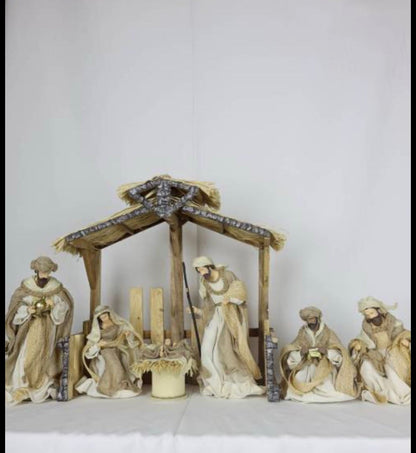 PRE ORDER 12.75" CHRISTMAS RELIGIOUS HANDMADE NATIVITY SCENE ON 20.75" STABLE PRE ORDER