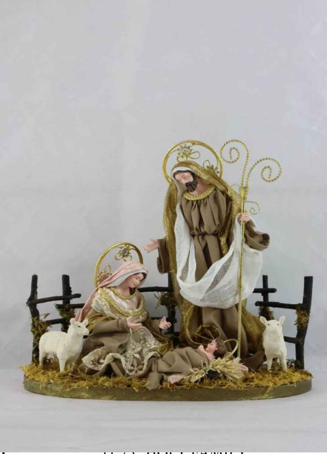 Handmade Christmas Nativity Set 30cm (11.75") – Holy Family & Standing Angel Religious Figurines, Christian Christmas Home Decor Gift